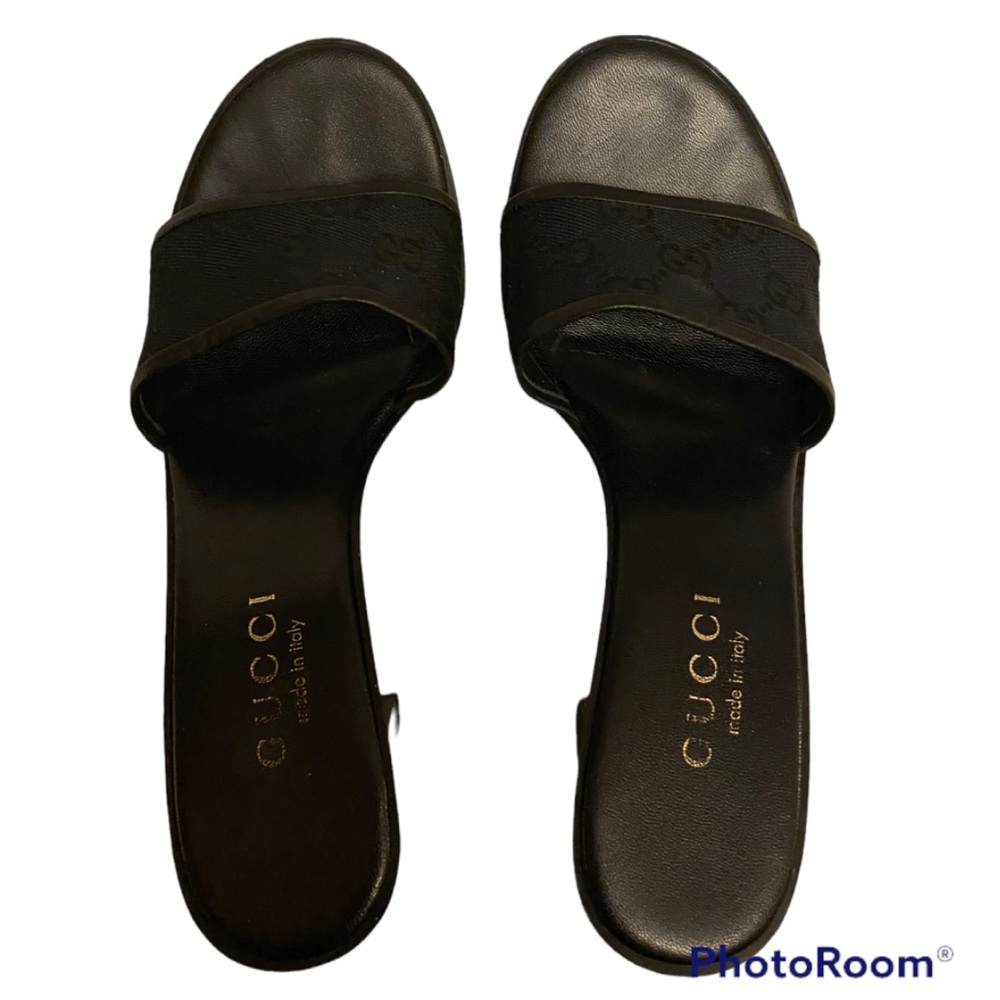 Y2K AUTH GUCCI TOM FORD MONOGRAM CANVAS OPEN TOE HIGH HEEL SANDALS ⭐️⭐️⭐️⭐️⭐️ - Picture 6 of 16
